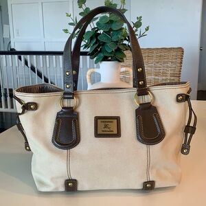 Beautiful Burberry Blue Label tan canvas tote bag